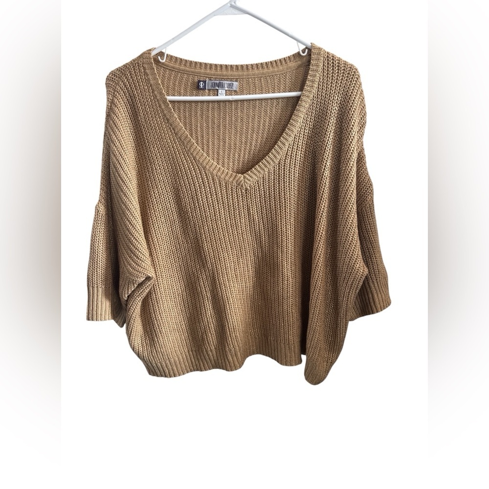 Jennifer Lopez V-Neck Sweater - Tan Size Large - Picture 2 of 5